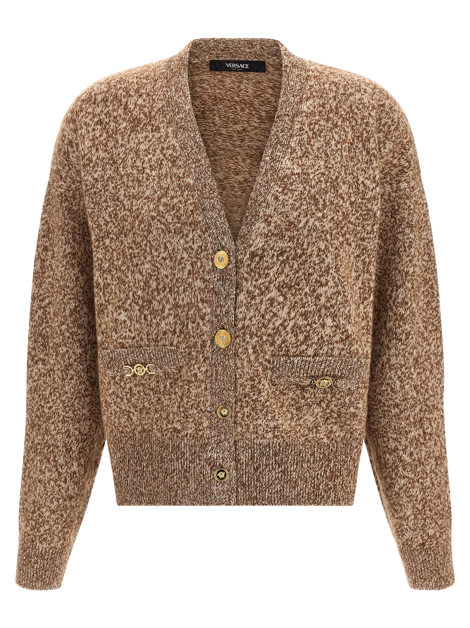 Wool-Cashmere-Silk Blend Cardigan — Beige