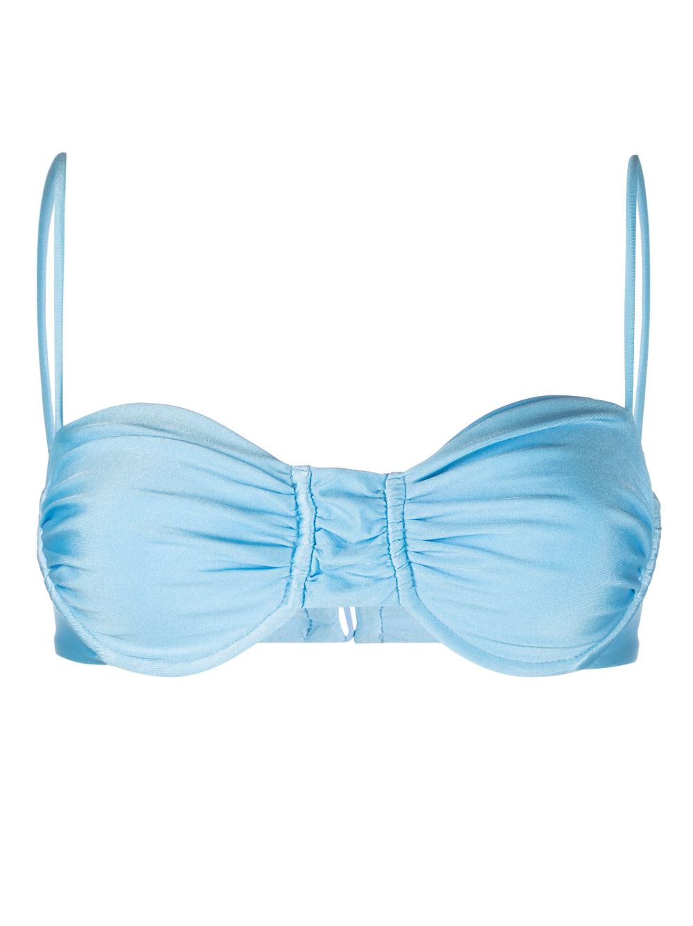 Mia metallic-sheen bikini top - Blue