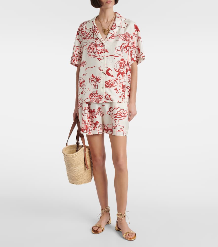 Asceno Zurich printed silk twill shorts