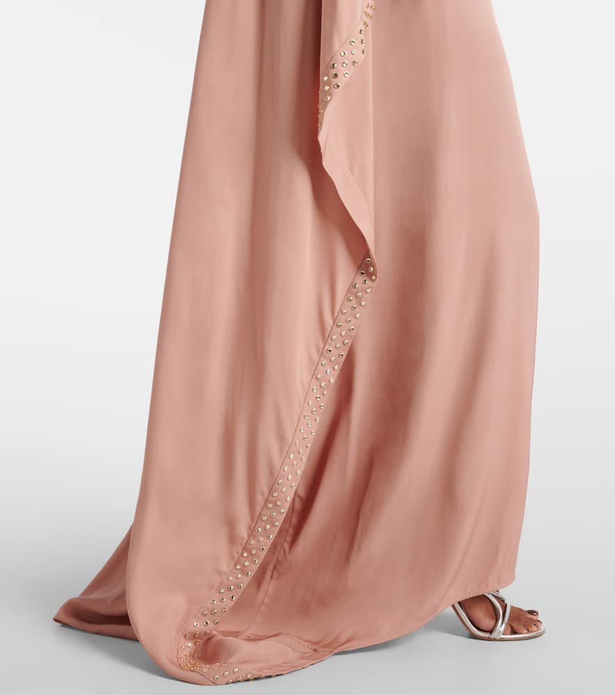 Embellished caped maxi dress