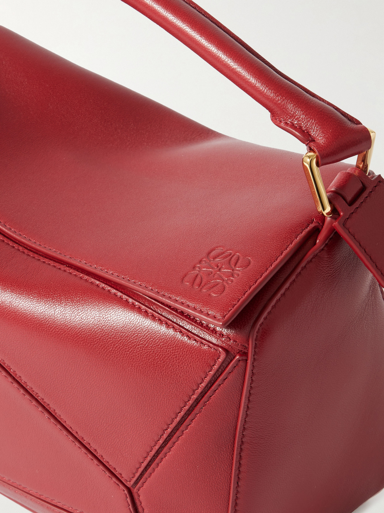 Featherlight Puzzle Small Textured-leather Shoulder Bag - Burgundy