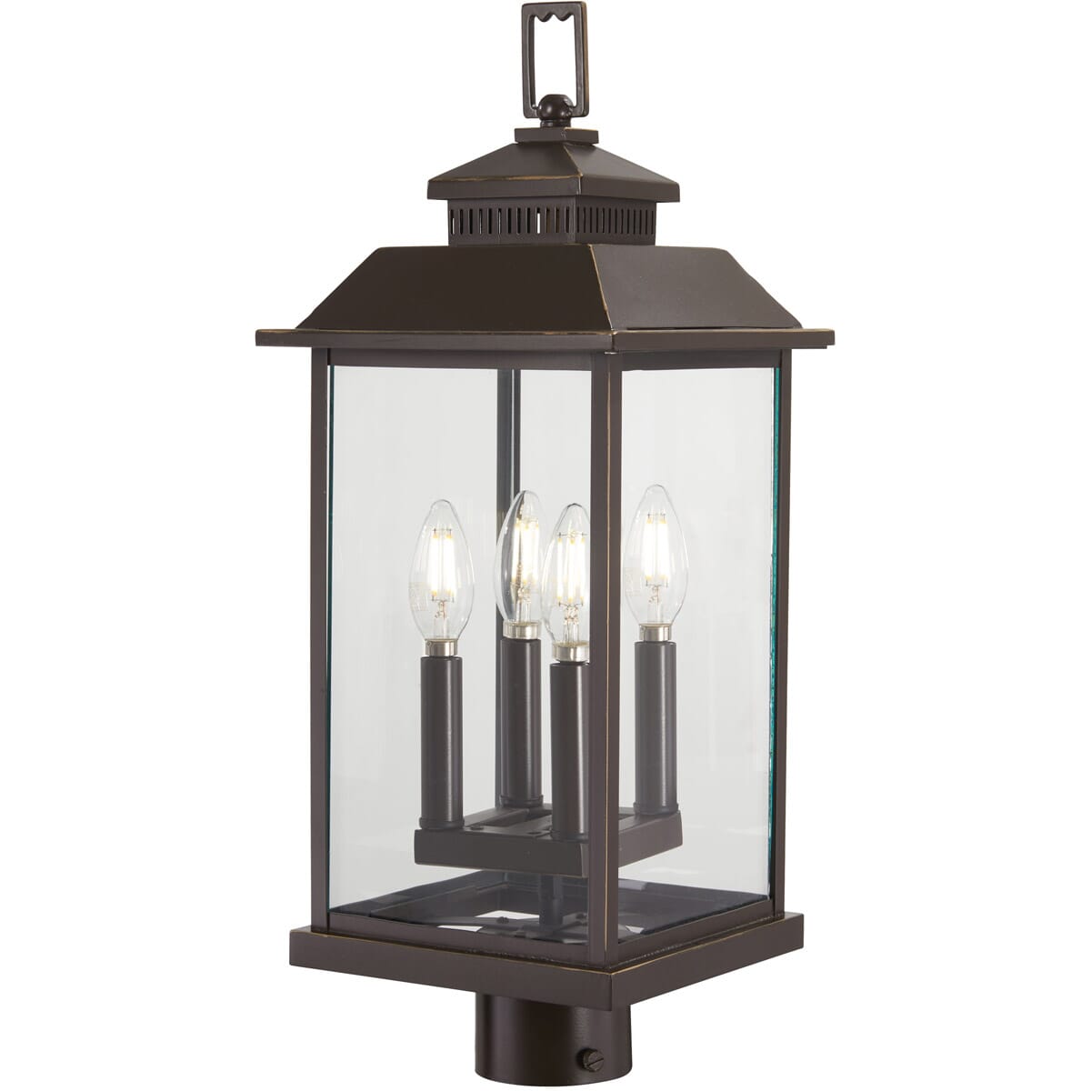 Miner'S Loft 4-Light 23" Outdoor Post Light in Oil Rubbed Bronze with Gold High