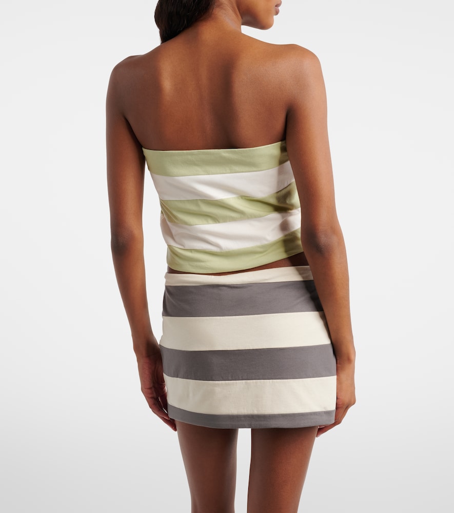 Striped cotton jersey bandeau top