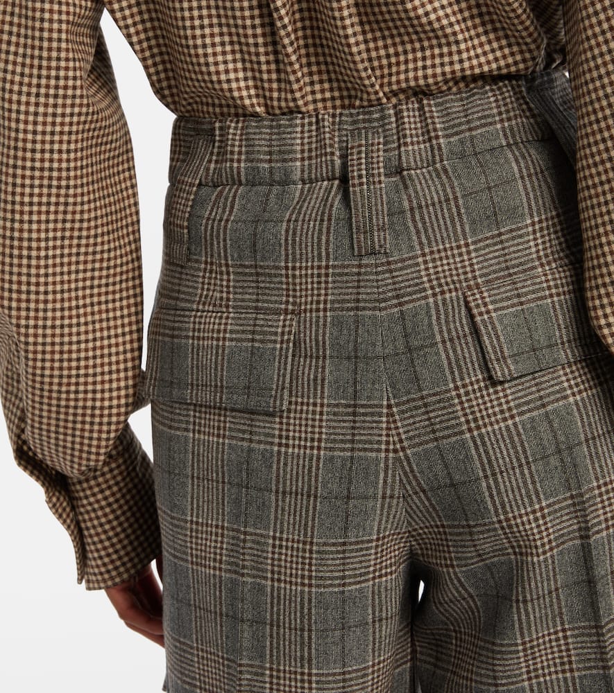 Checked virgin wool shorts