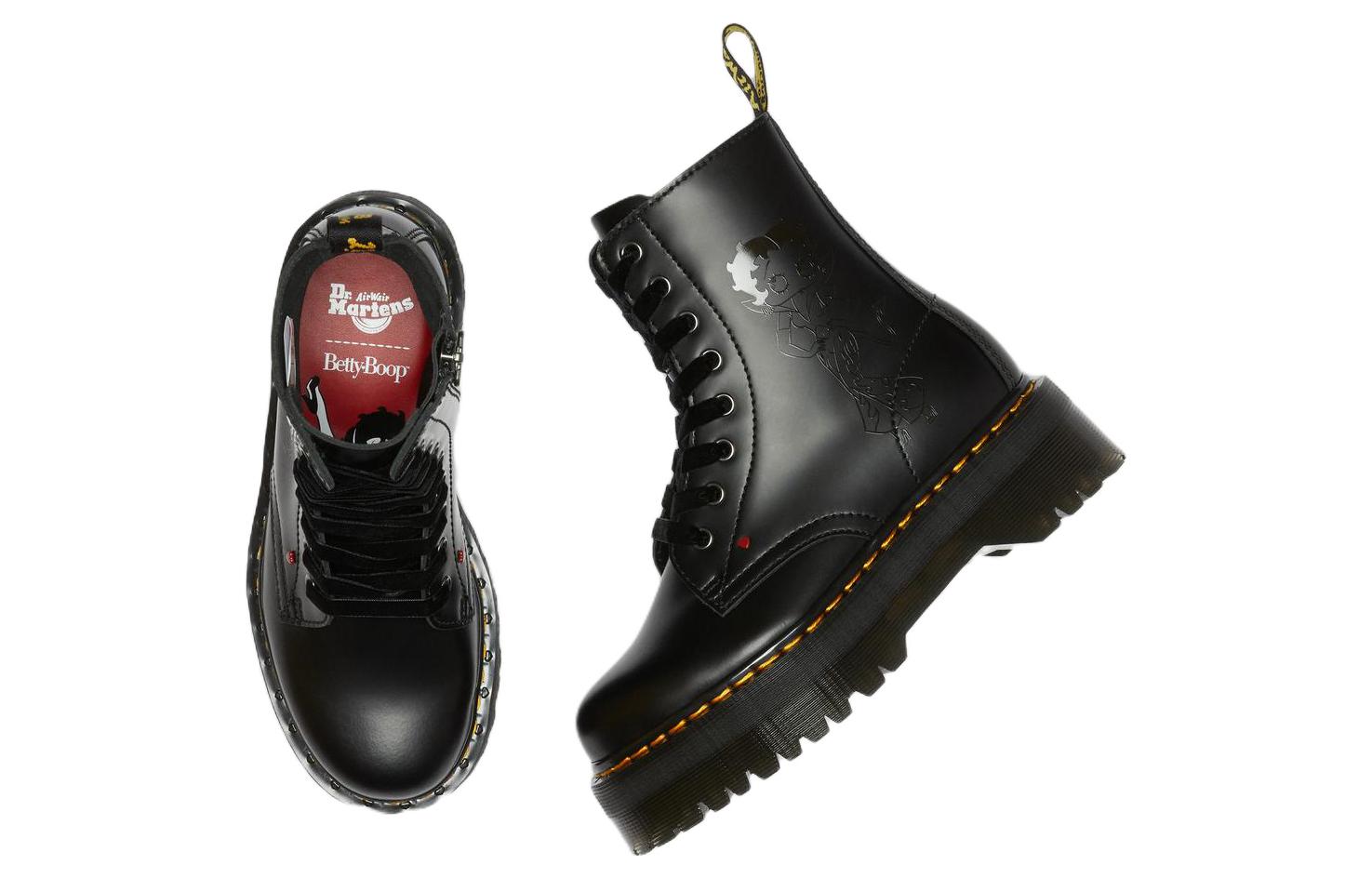 X Betty Boop Jadon Leather Platforms Boot 'Black'