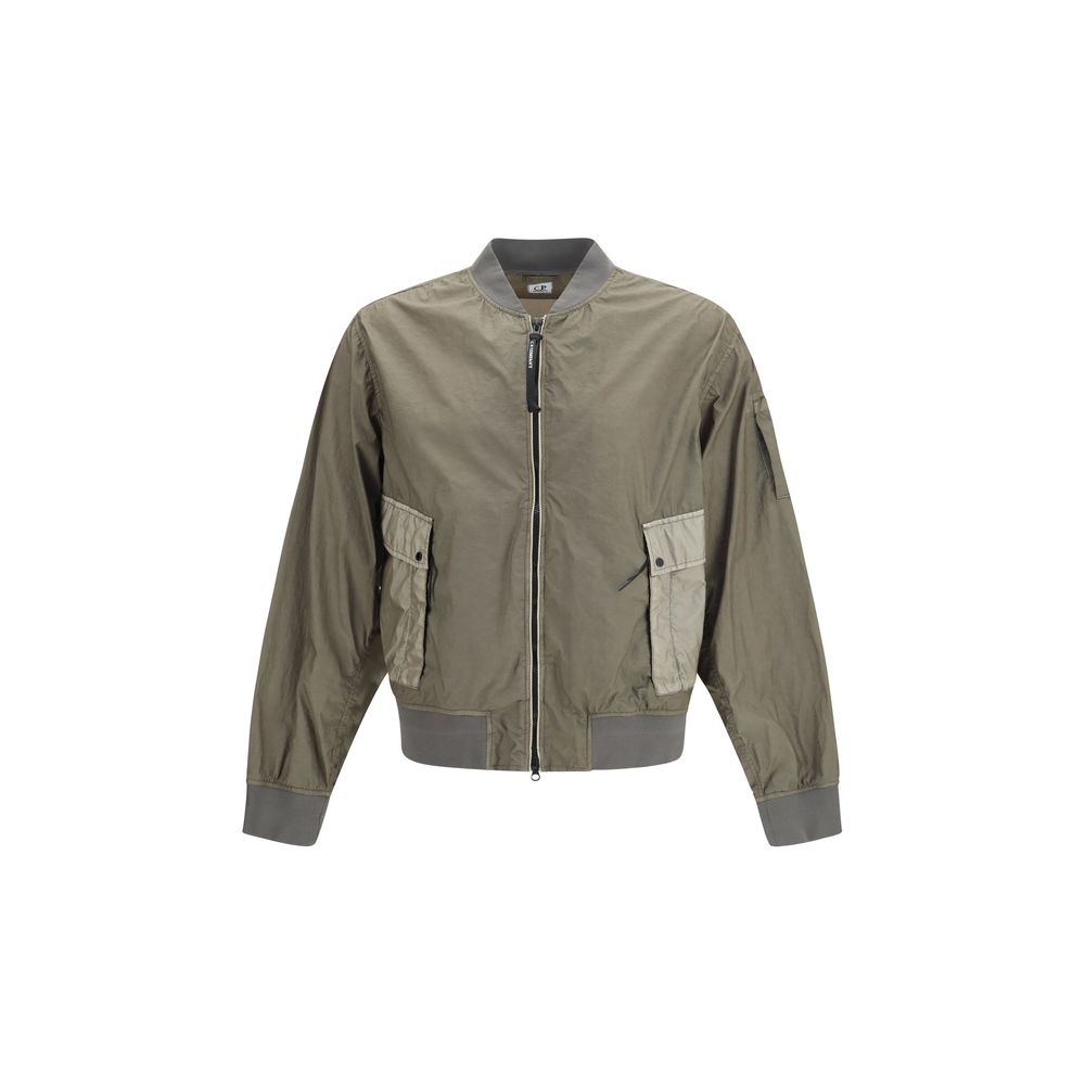 Bi-TM Mixed Lens Polyamide Bomber Jacket — Gray
