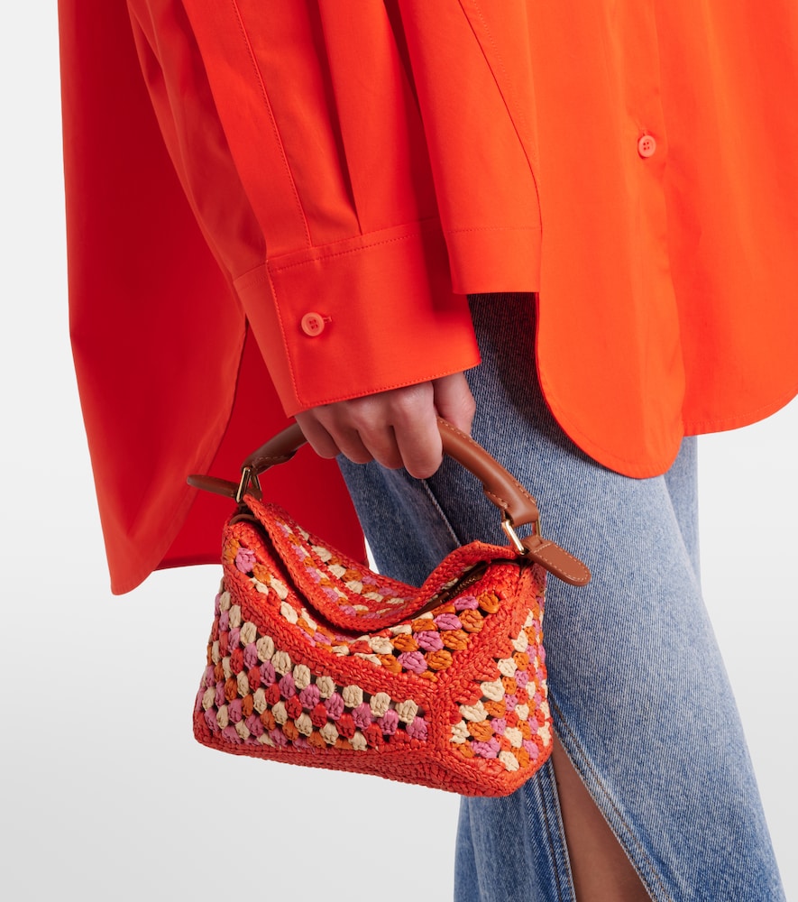 Paula's Ibiza Puzzle Mini raffia top-handle bag