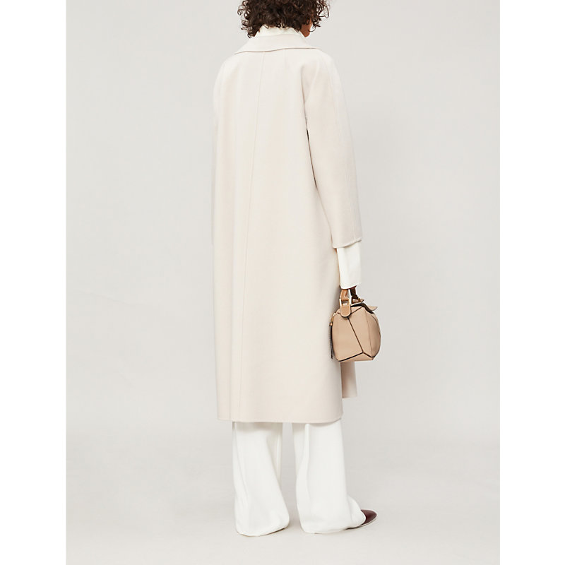 Womens Sand White Esturia Wool Coat