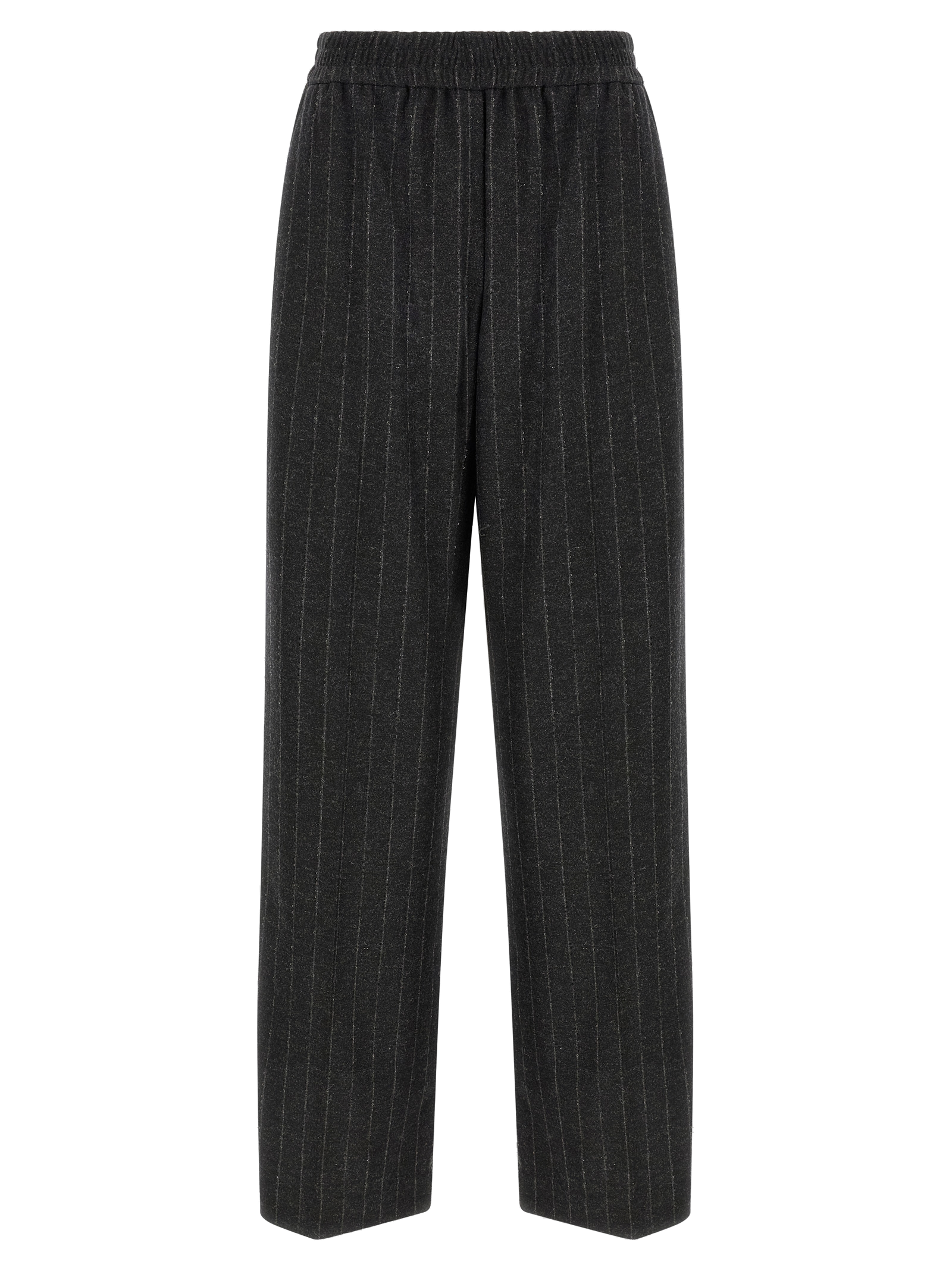Pinstriped Virgin Wool & Cashmere Trousers — Gray