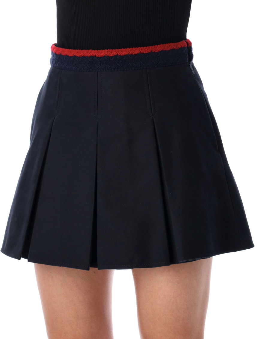 Cotton Gabardine Pleated Mini Skirt
