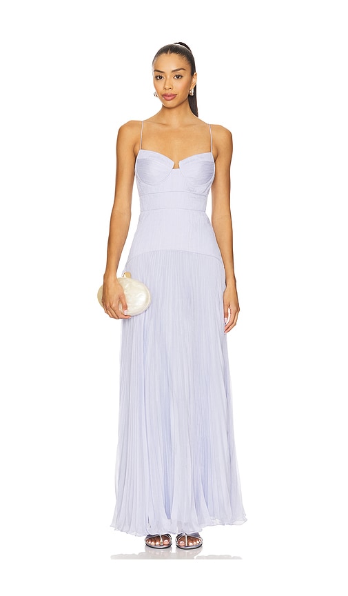 AMUR Saylor Pleated Gown in Rain Cloud. 2 also