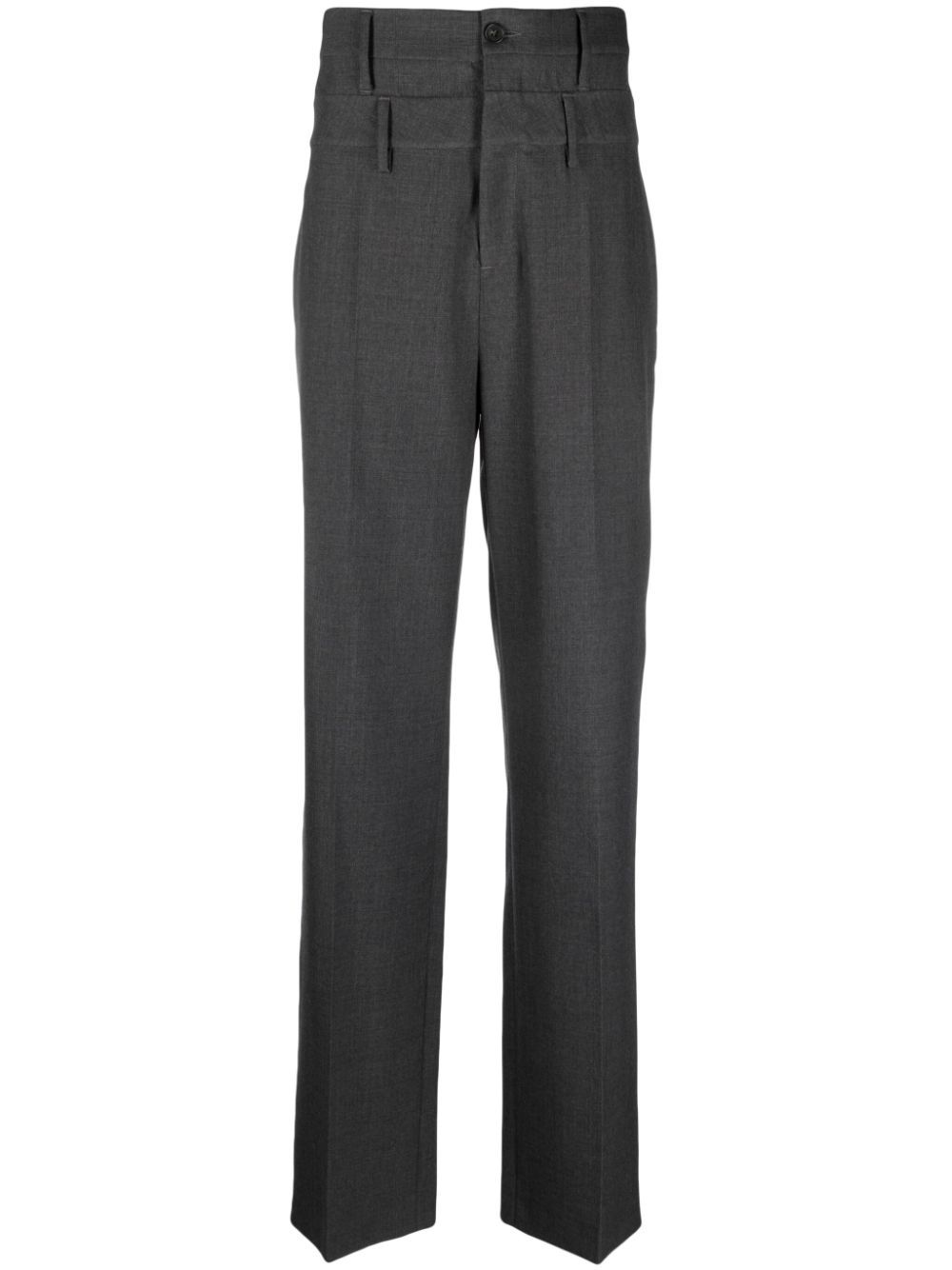 High-waisted virgin-wool trousers - MEDIUM GREY MELANGE NO COLOR