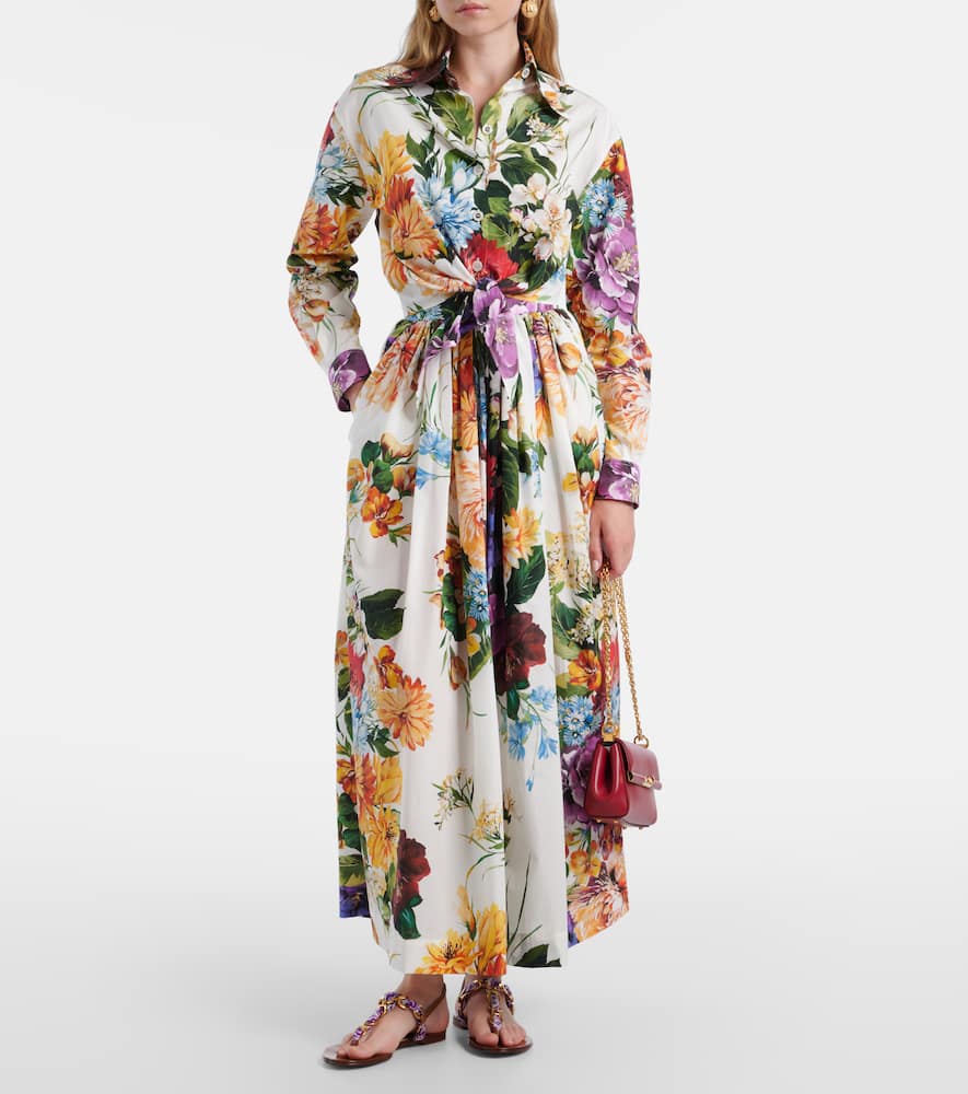 Cropped floral cotton shirt