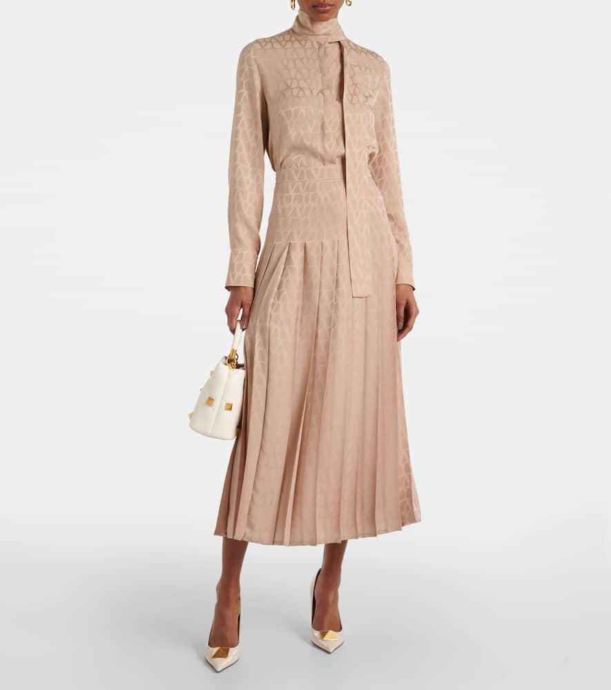 Toile Iconographe pleated silk midi skirt
