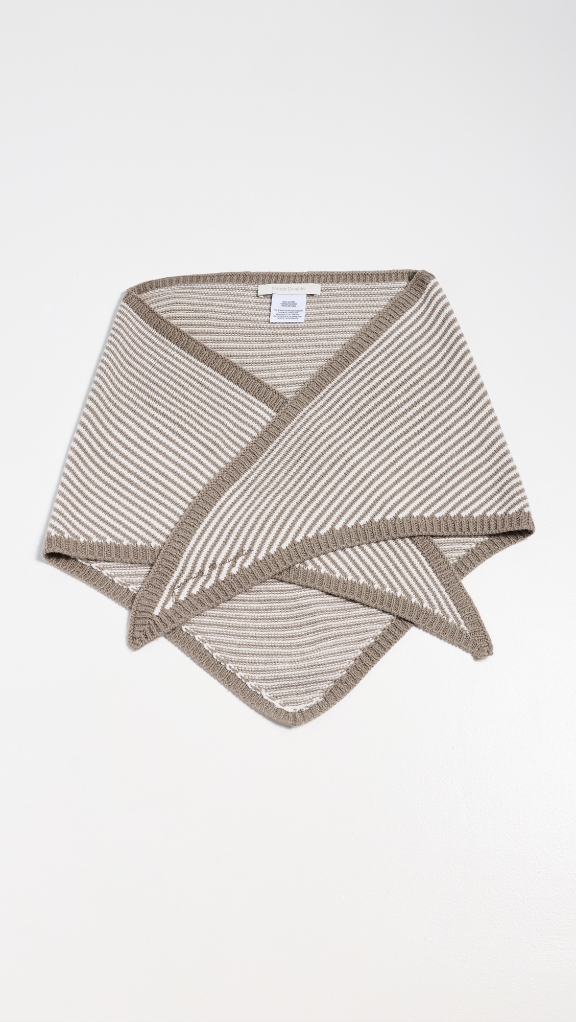 The Stripe Knitted Triangle Scarf soft taupe stripe One Size