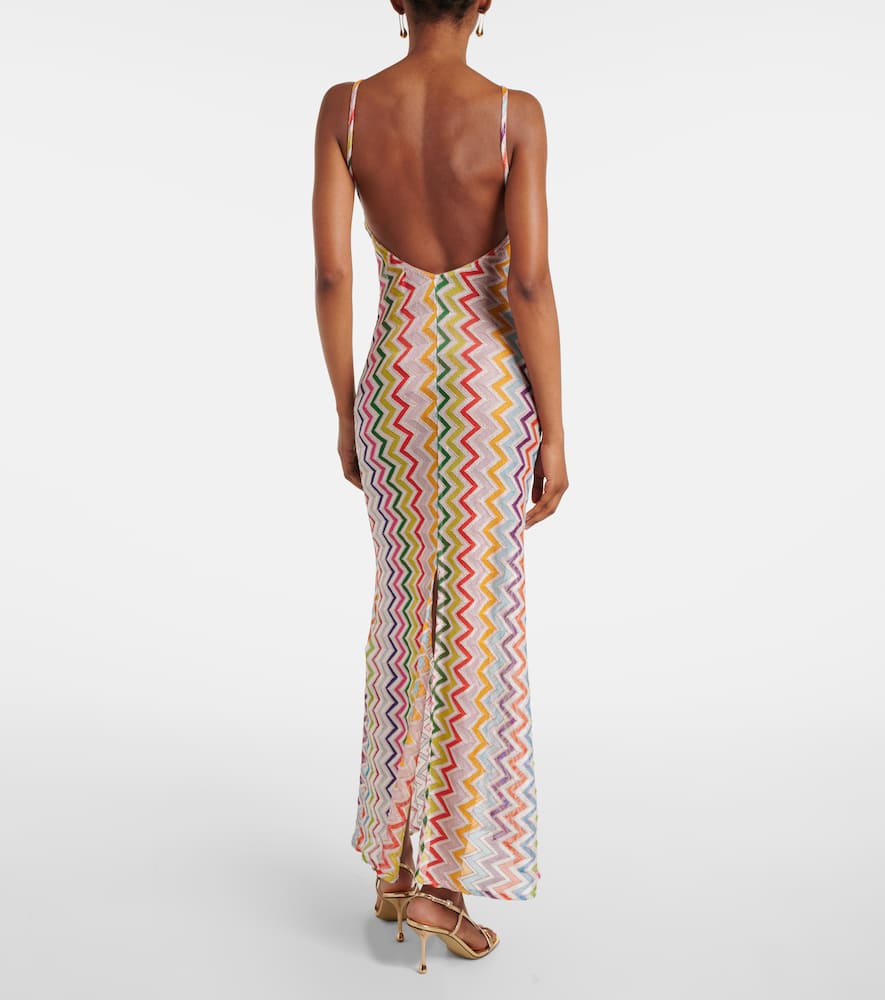 Zigzag open-back maxi dress