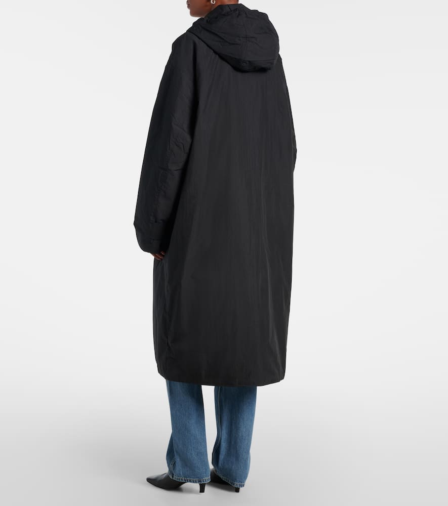 Hooded cotton-blend coat