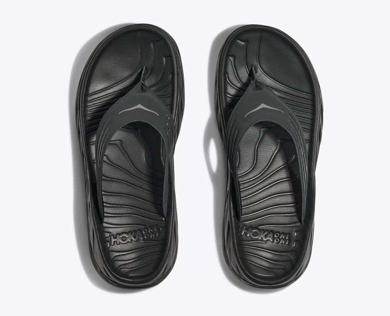 HOKA Men's ORA Recovery Flip Shoes in Black/Dark Gull Grey