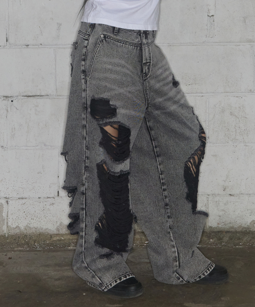Washed Damage Denim Pants F25ZD979