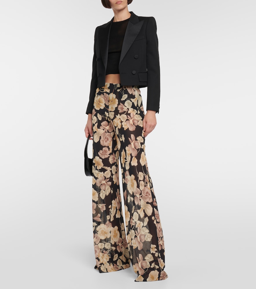 Saint Laurent Cropped wool tuxedo jacket