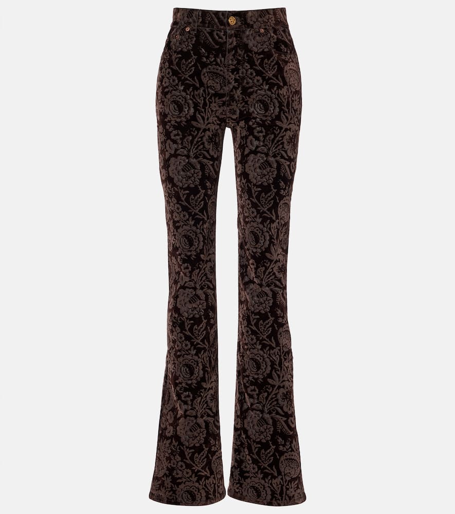 Chloé Floral high-rise velvet straight pants