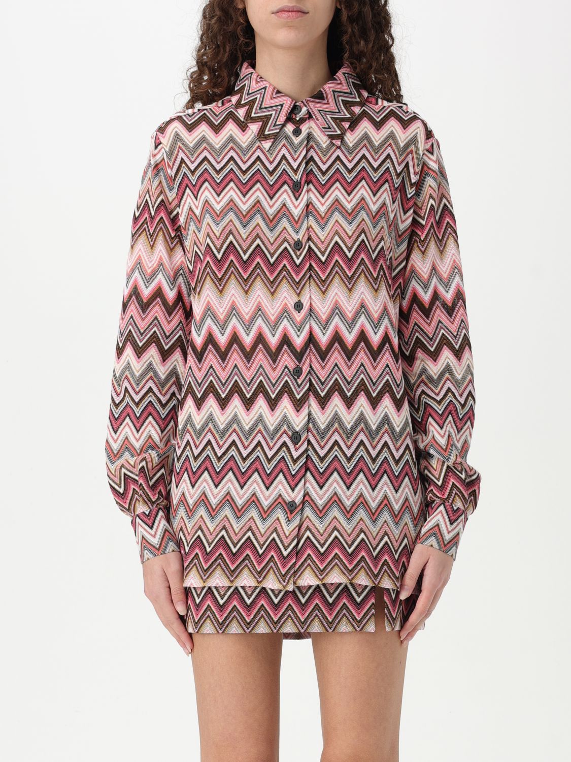Zigzag-woven shirt - Pink