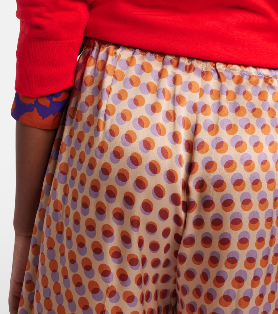 Polka-dot silk wide-leg pants