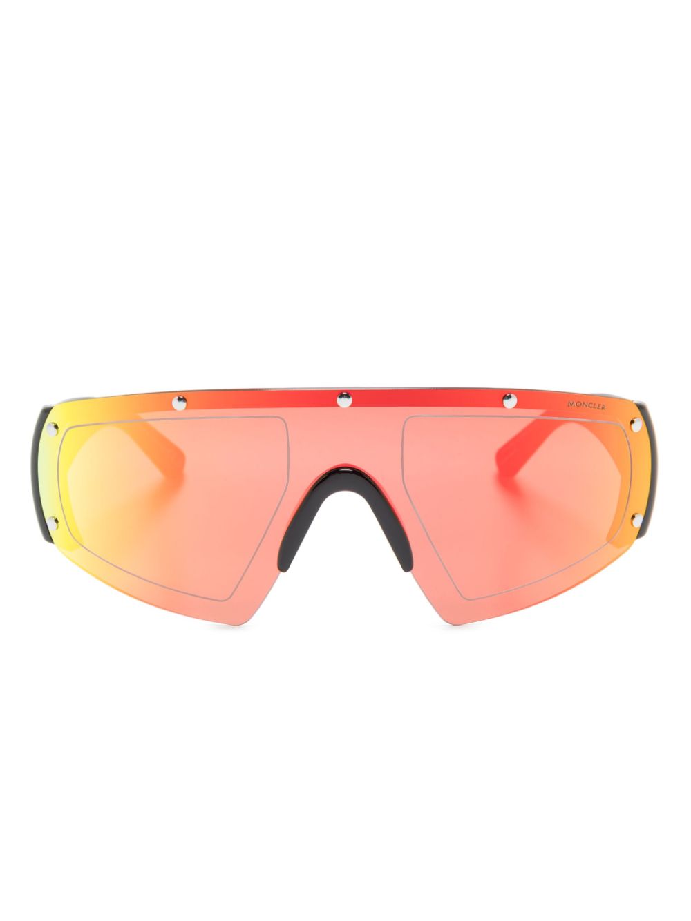 Shield-frame mirrored sunglasses - Black