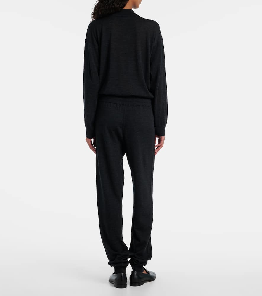 Knitted virgin wool straight-leg pants