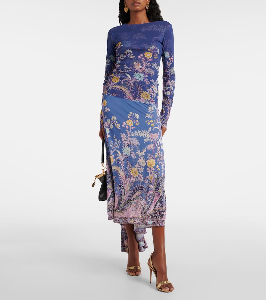 Printed asymmetric maxi skirt