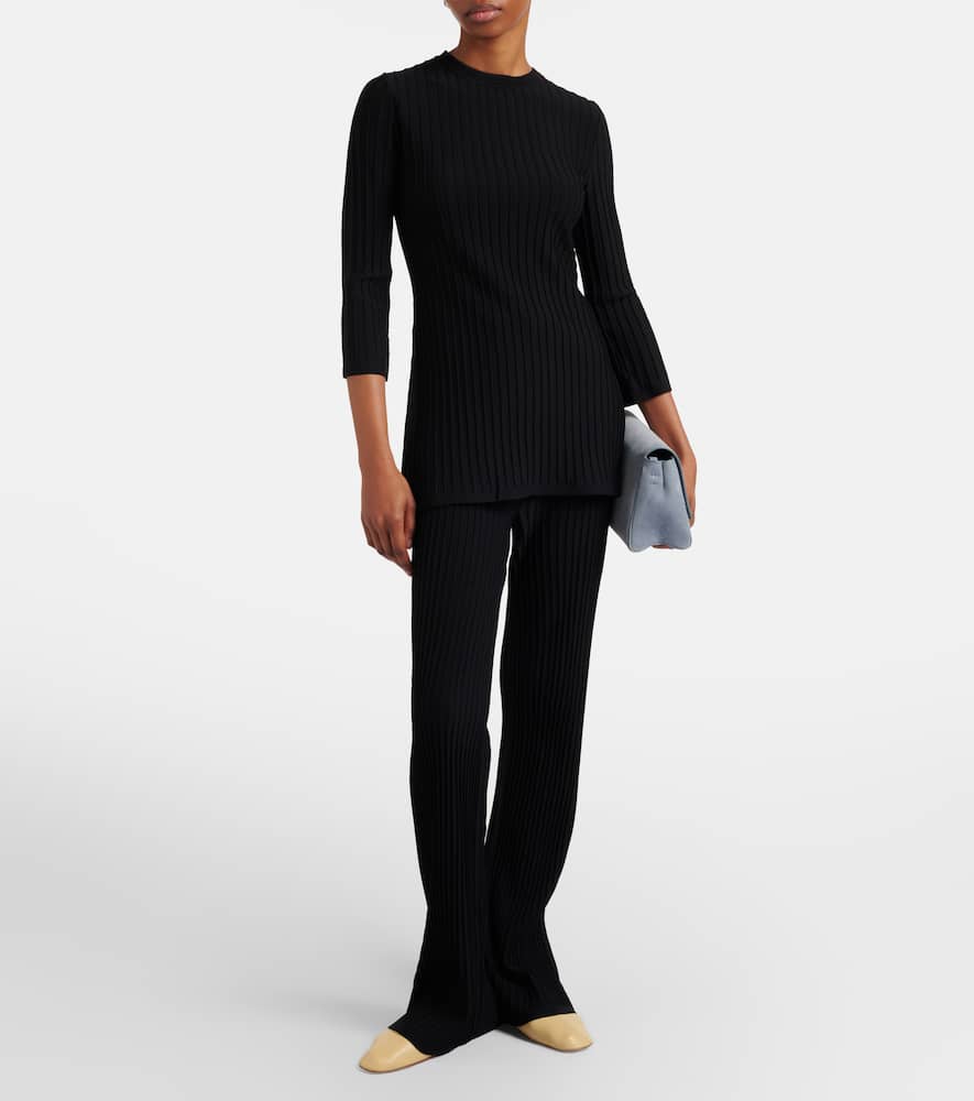 Bello ribbed-knit flared pants