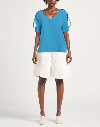 Woman Top Light blue Size 12 Viscose, Polyester