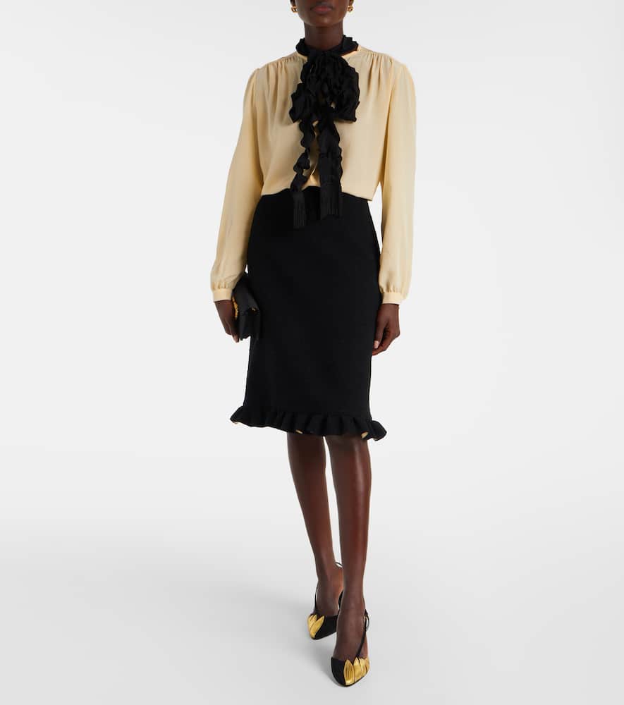 Ruffled wool-blend miniskirt