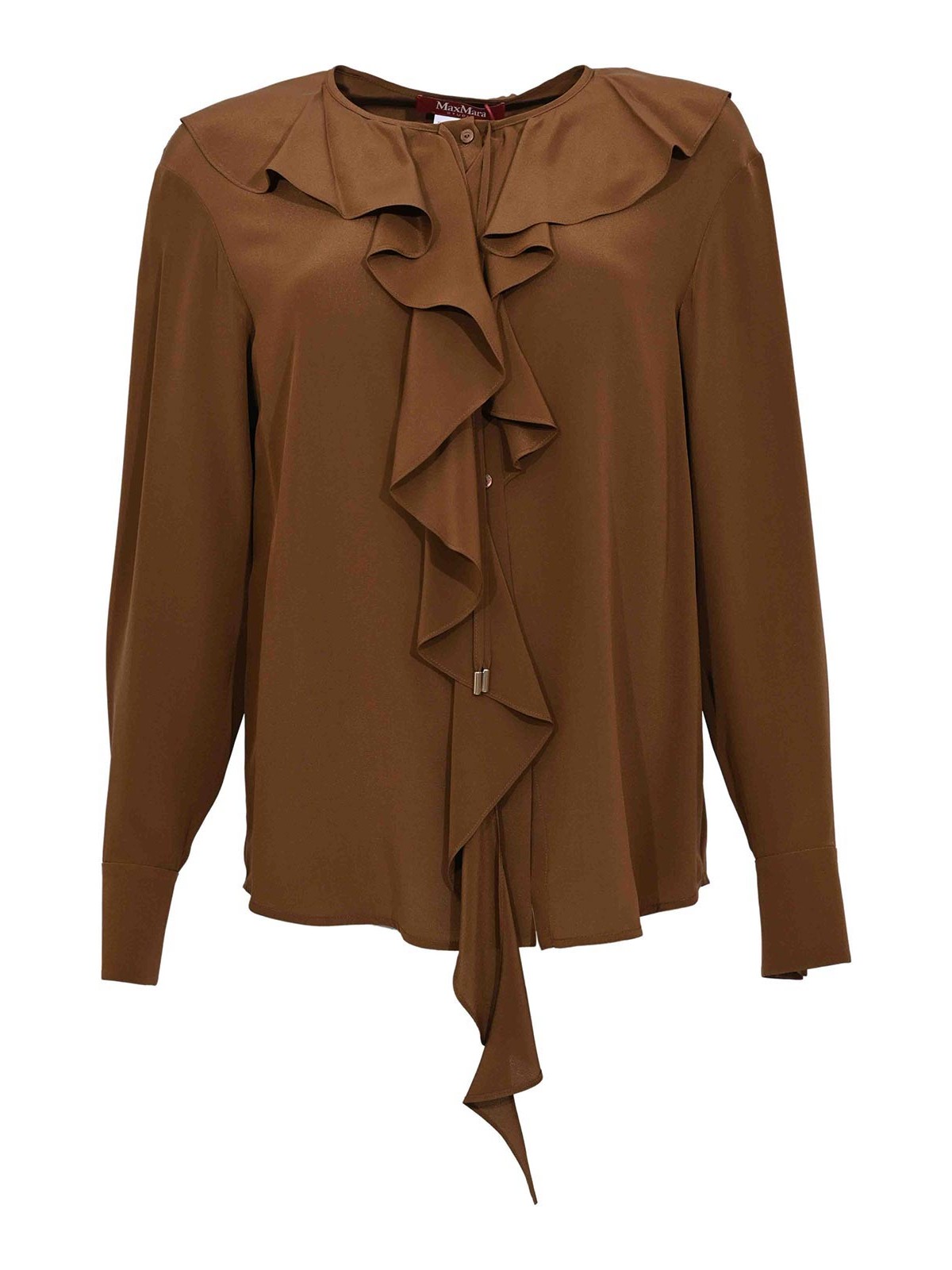 Mstepica Silk Blouse with Chocolate Ruffles