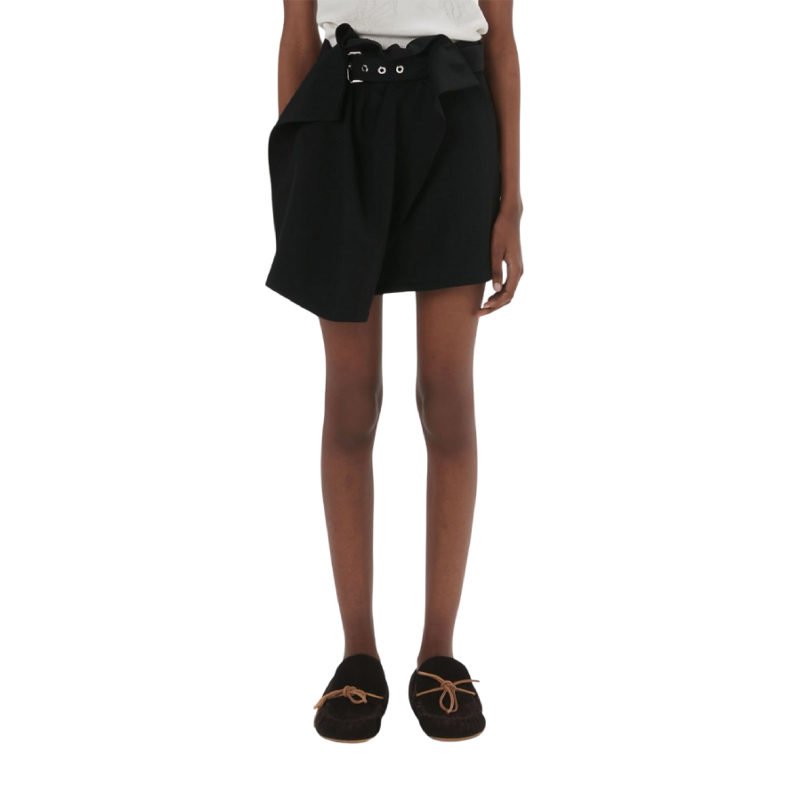 Asymmetric Draped Wool Mid-Rise Mini Skirt