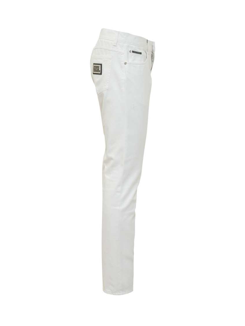 White Flat Front Trousers