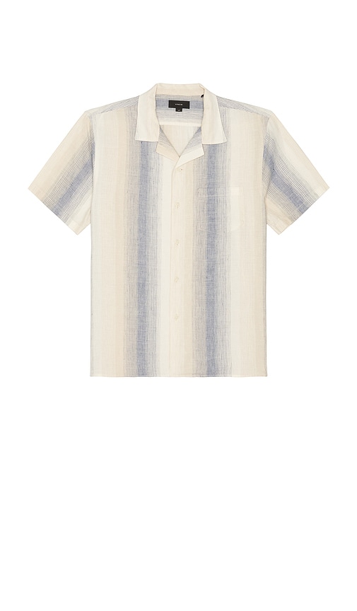 Vince Marina Stripe Short Sleeve Cabana Shirt in Blue.  S. Also in