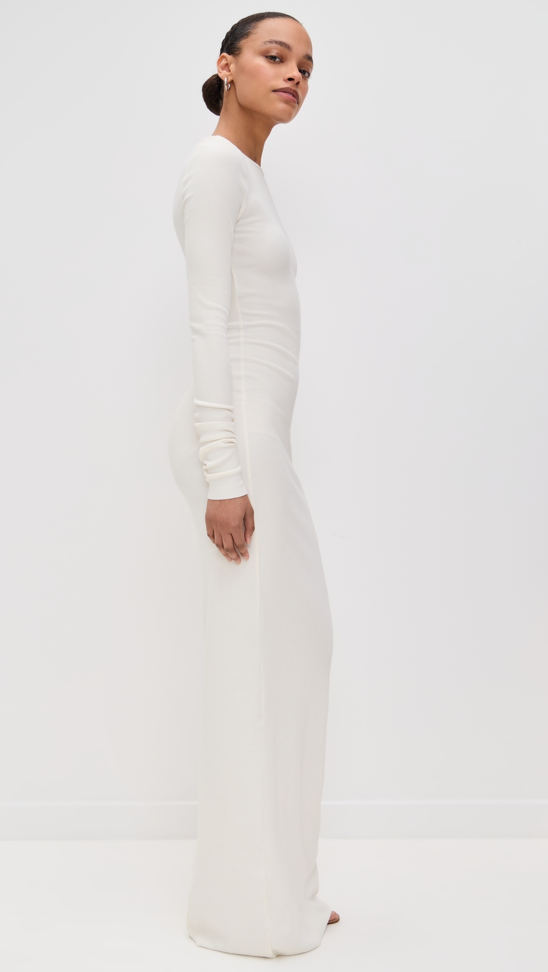 Eterne Long Sleeve Crew Neck Maxi Dress Cream