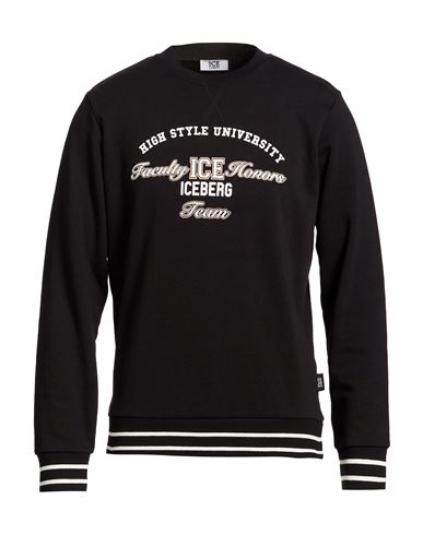 Man Sweatshirt Black Size L Cotton, Polyester