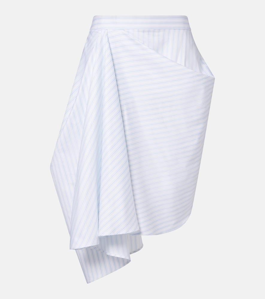 Striped draped cotton poplin miniskirt