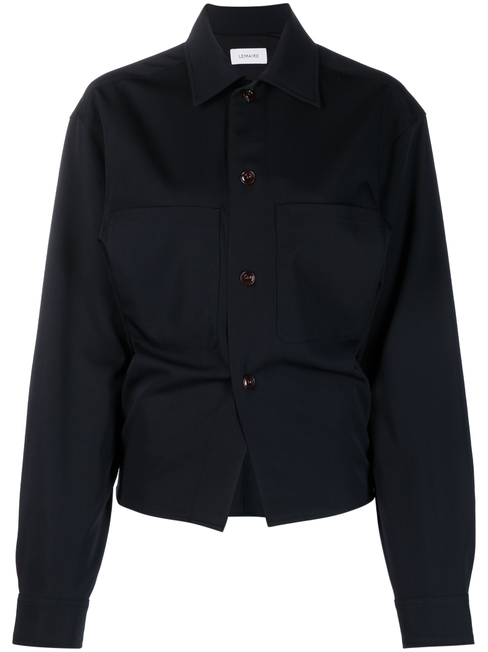 Balloon-sleeve wool shirt - Black