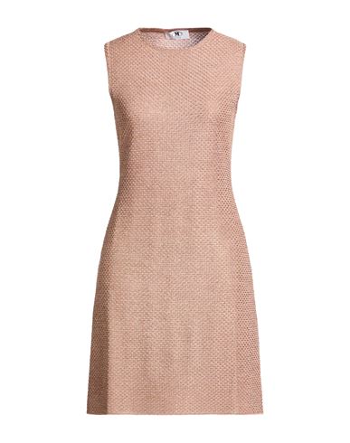 Woman Mini dress Sand Size L Viscose, Metallic fiber