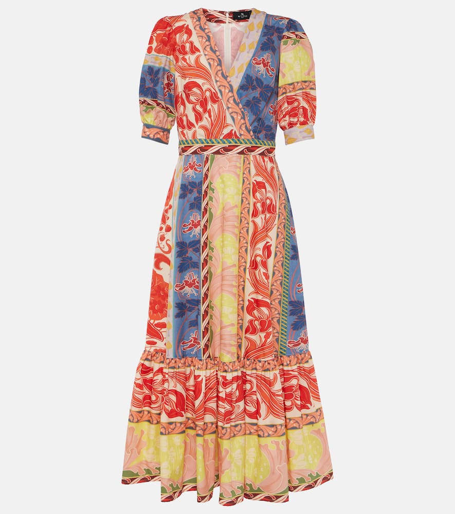 Printed cotton wrap dress