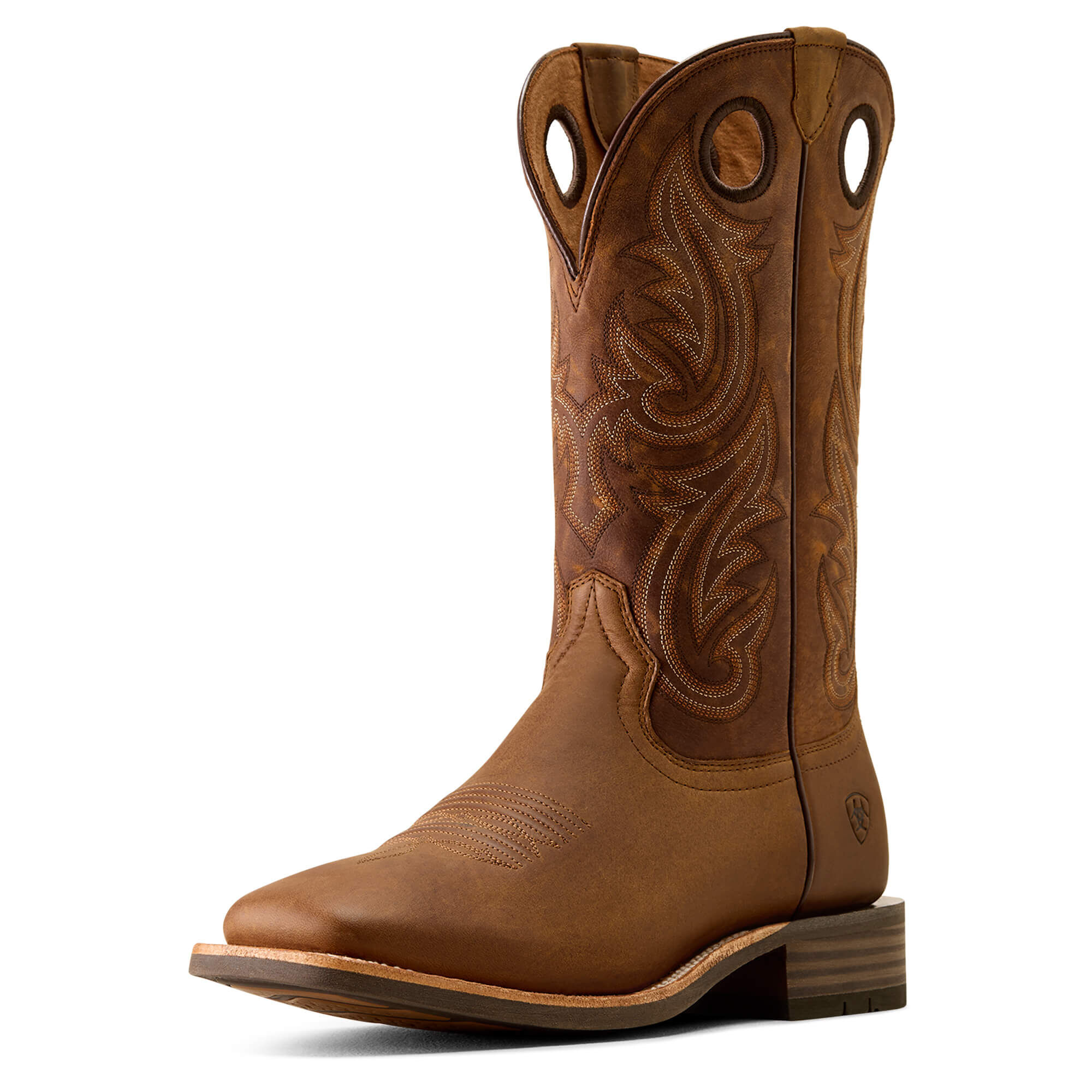 Men's Highland Toughstock Wide Square Toe Western Boots in Distressed Brown Tack Room Brown, D Medium Width, Size 10.5, by