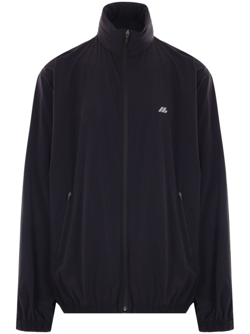 Black Stretch Nylon Windbreaker