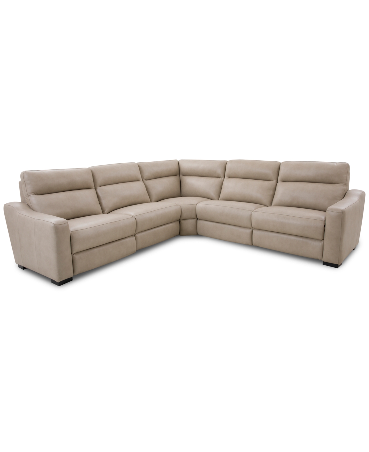 Gabrine 5-Pc. Leather Sectional with 3 Power Headrests, Created for Ivory