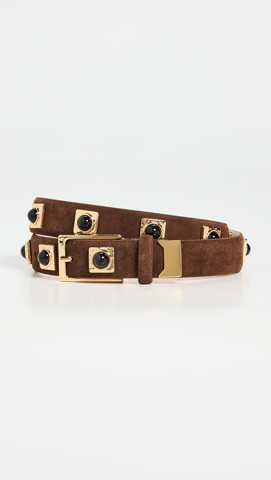 No. 2 Chocolate Suede Studded Belt Chocolate L