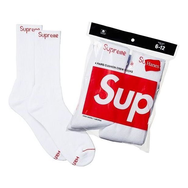 Hanes Crew Socks 4 Pack SS18 'White'