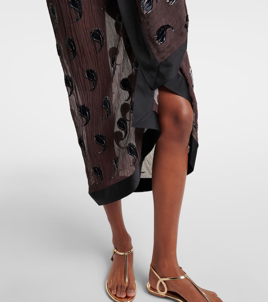 Paisley silk-blend beach cover-up