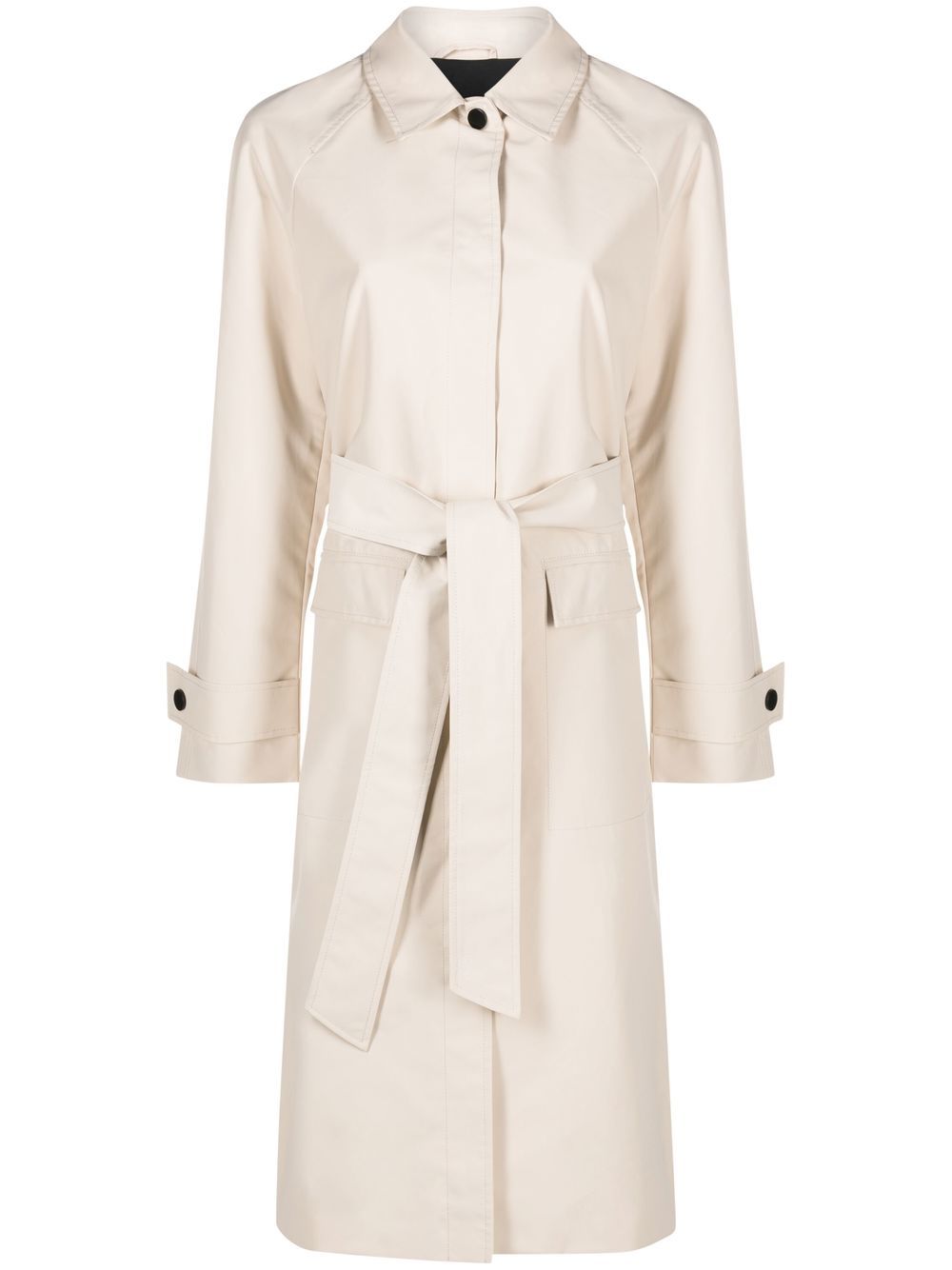 Single-breasted belted-waist coat - Neutrals
